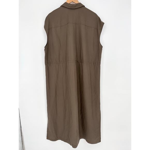 Old Navy Olive Green Utility Waist-Defined Midi Shirt Dress Size XL - Picture 5 of 8